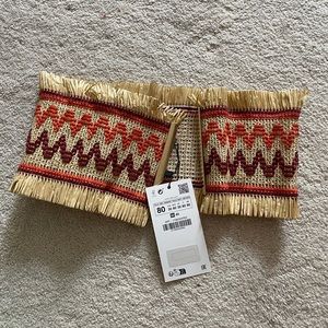 NWT Zara Raffia Stretch Belt size 80